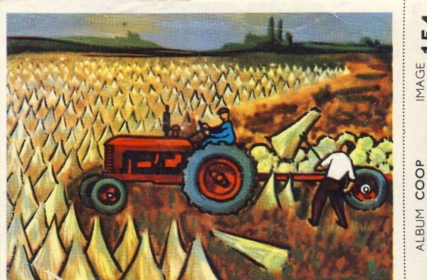 Cigarette card: harvesting flax