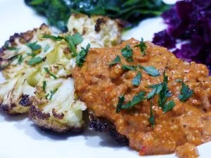 Romesco sauce with roasted cauliflower