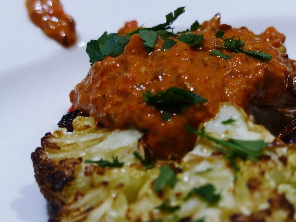 Romesco sauce with roasted cauliflower