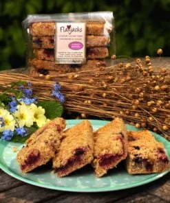 Mixed berry Linseed Flaxjacks luxury healthy gluten-free vegan flapjacks