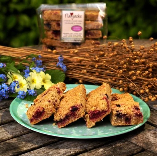 Mixed berry Linseed Flaxjacks luxury healthy gluten-free vegan flapjacks
