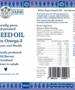 Nutritional information cold-pressed linseed flax oil