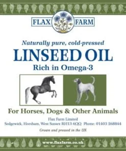 Flax Farm fresh cold pressed linseed oil for horses and dogs