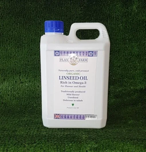 Cold-pressed organic linseed (flaxseed) oil 2.5 litre