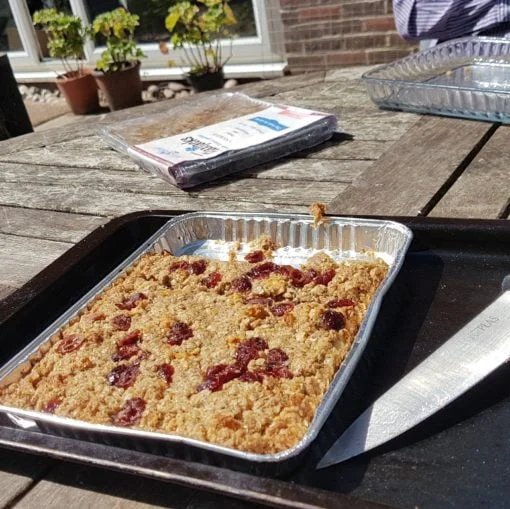 Cranberry Apple cinnamon luxury homemade flapjacks with linseed