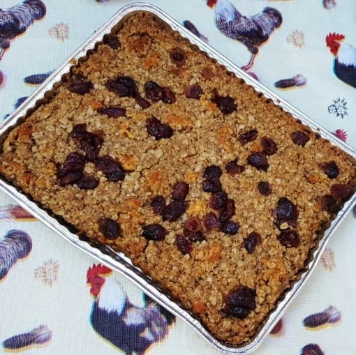 Cranberry Apple cinnamon luxury homemade flapjacks with linseed