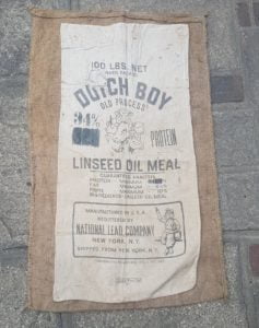 Old linseed meal sack