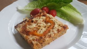 Gluten-free linseed, oat and veggie bake