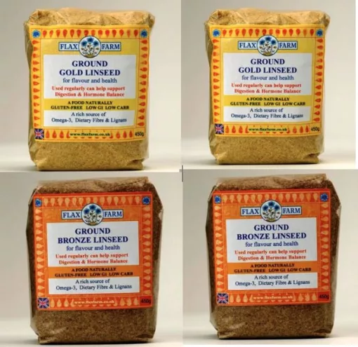 Ground gold and bronze flaxseed linseed cold milled