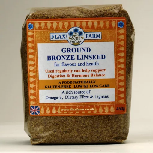 Ground bronze brown flaxseed linseed cold milled high fibre